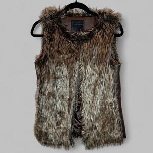 Miss London Faux Fur Brown/Black vest Medium